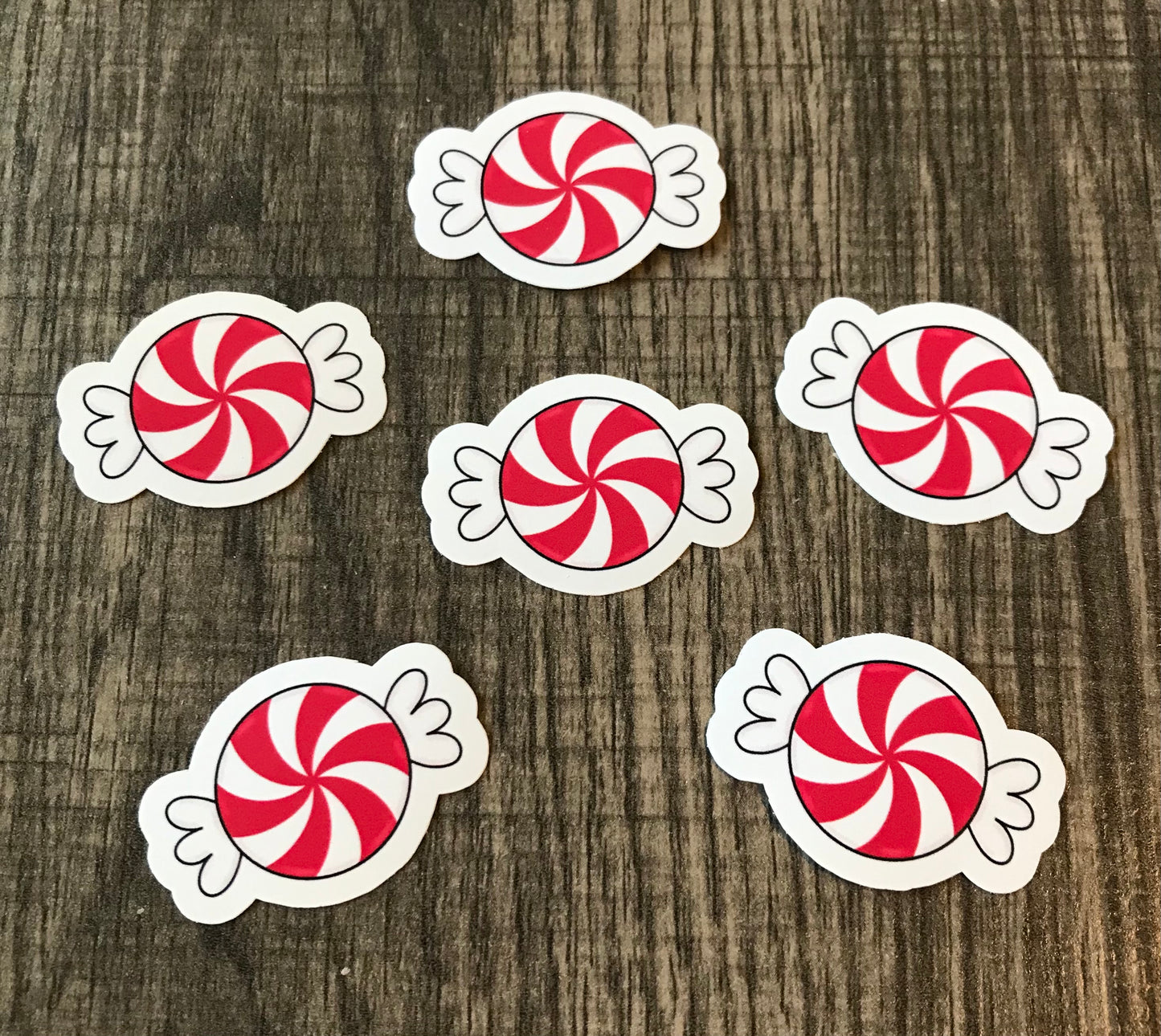 “Red peppermint candies” mini stickers (set of 6)