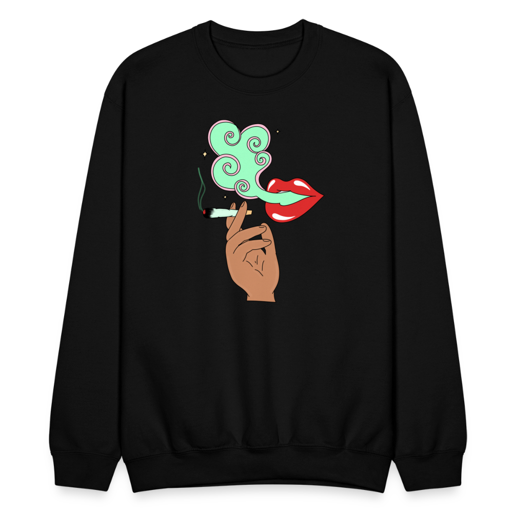 “Smoking Lips” Unisex Crewneck Sweatshirt - black