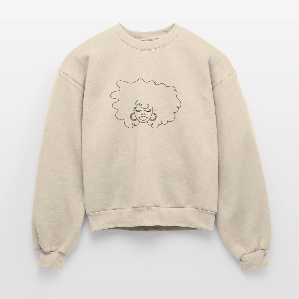 Afro girl Women's Fleece Crewneck Sweatshirt - natural