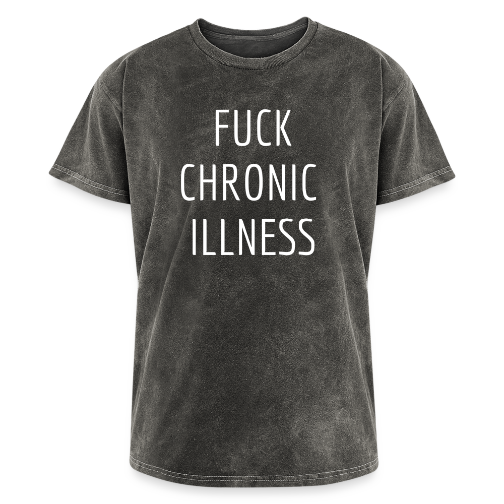 “Fuck Chronic Illness” Mineral Wash T-shirt - mineral charcoal gray