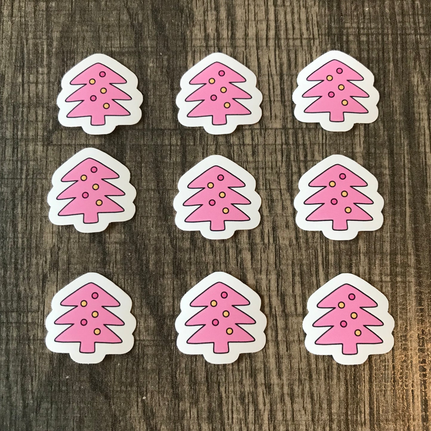 Mini pink Christmas trees (set of 9)