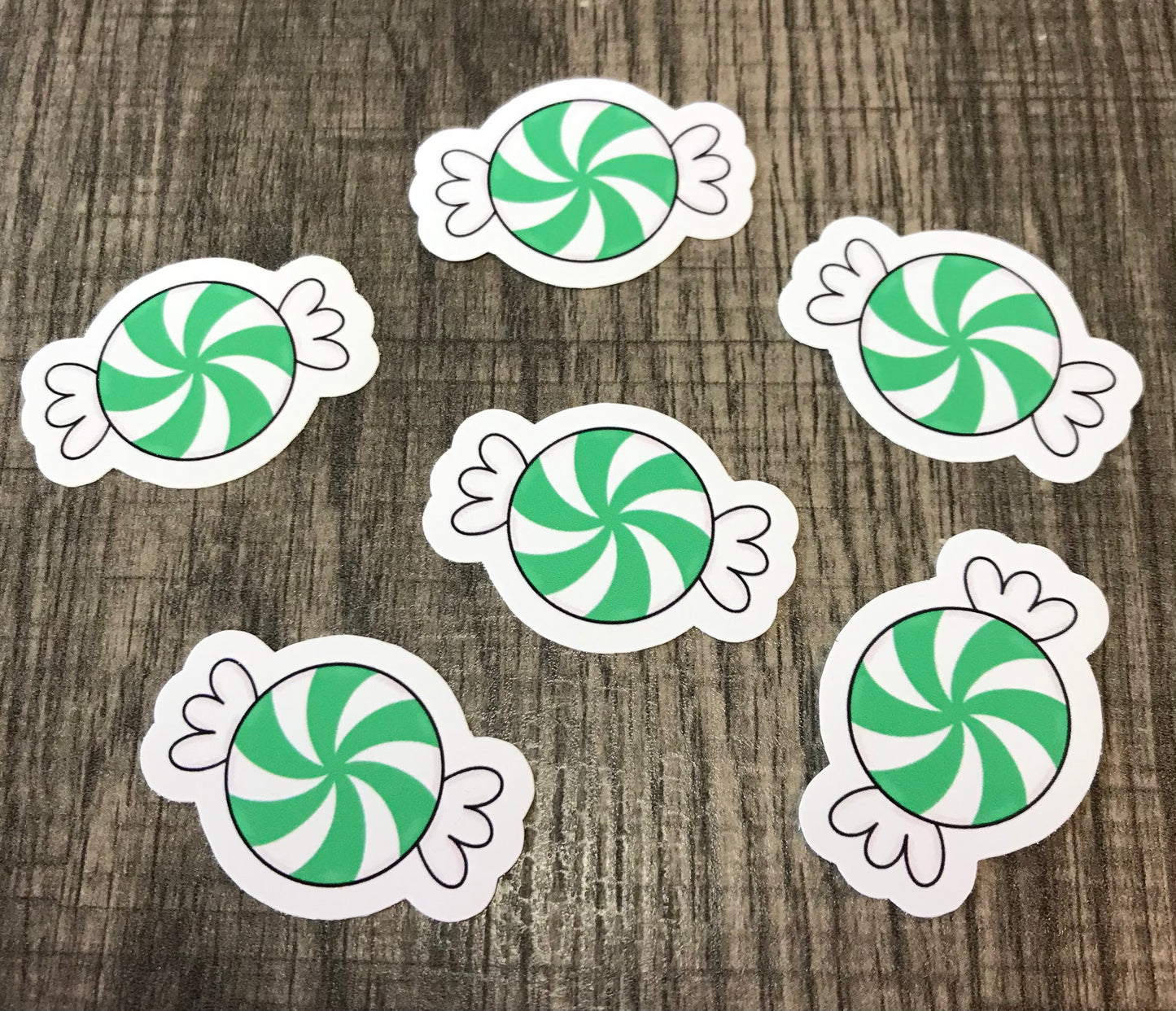 “Green peppermint candies” mini stickers (set of 6)