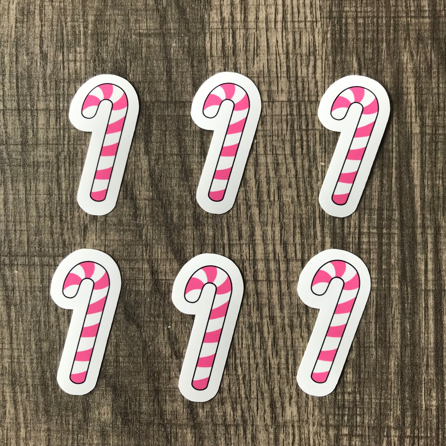 “Pink candy canes” mini stickers (set of 6)
