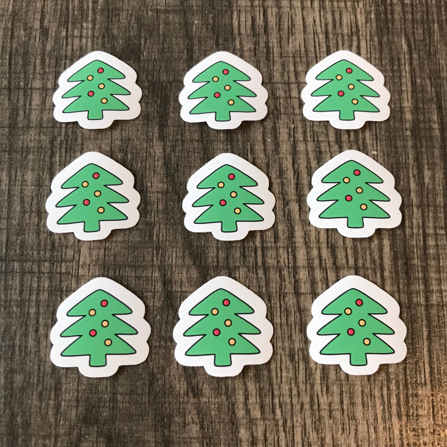 Mini green Christmas trees (set of 9)