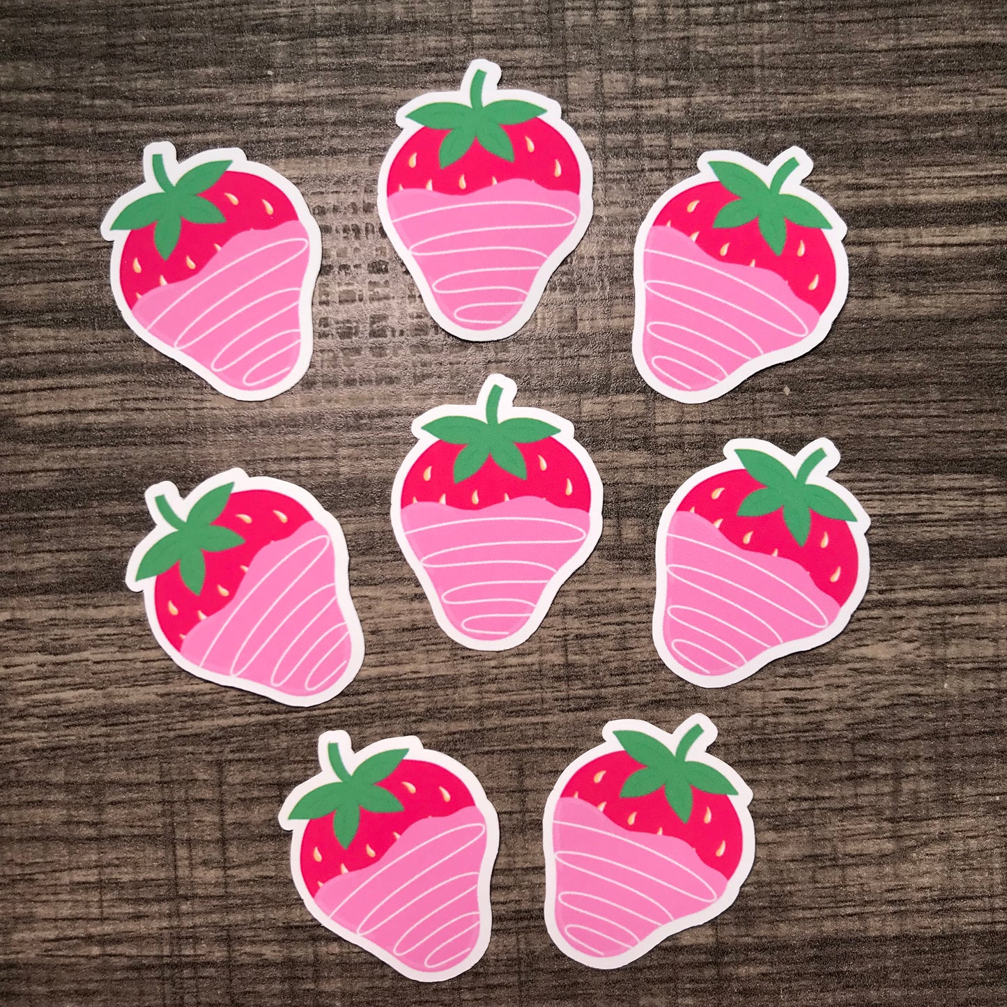 “Mini Pink Chocolate covered strawberries” stickers (set of 8)