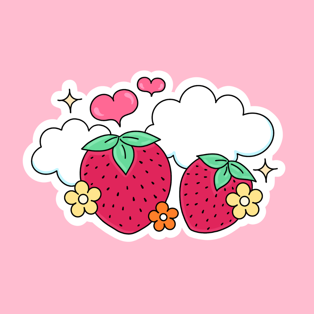 “Strawberry dreams” waterproof sticker