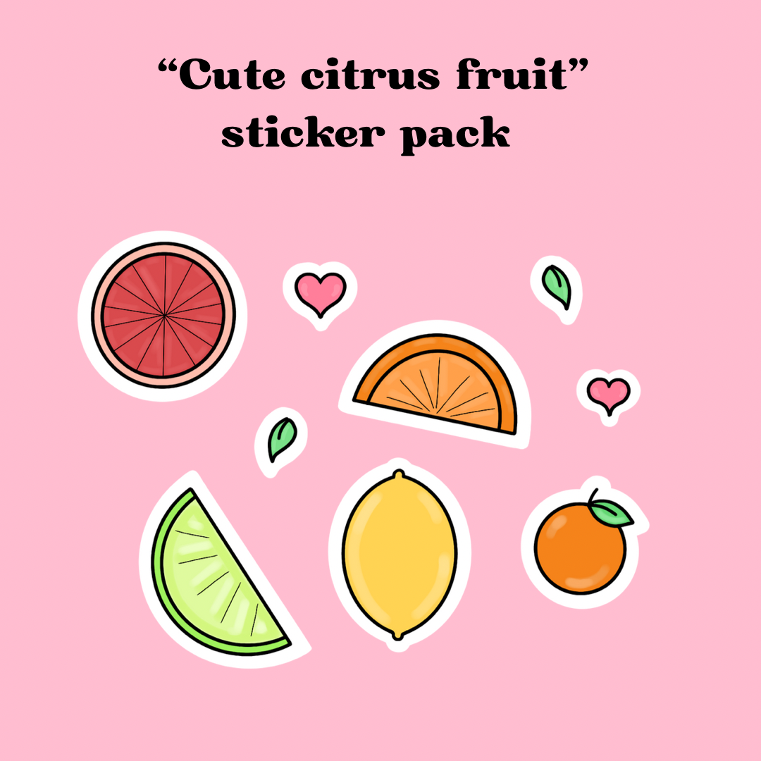 “Cute citrus fruit” mini sticker pack