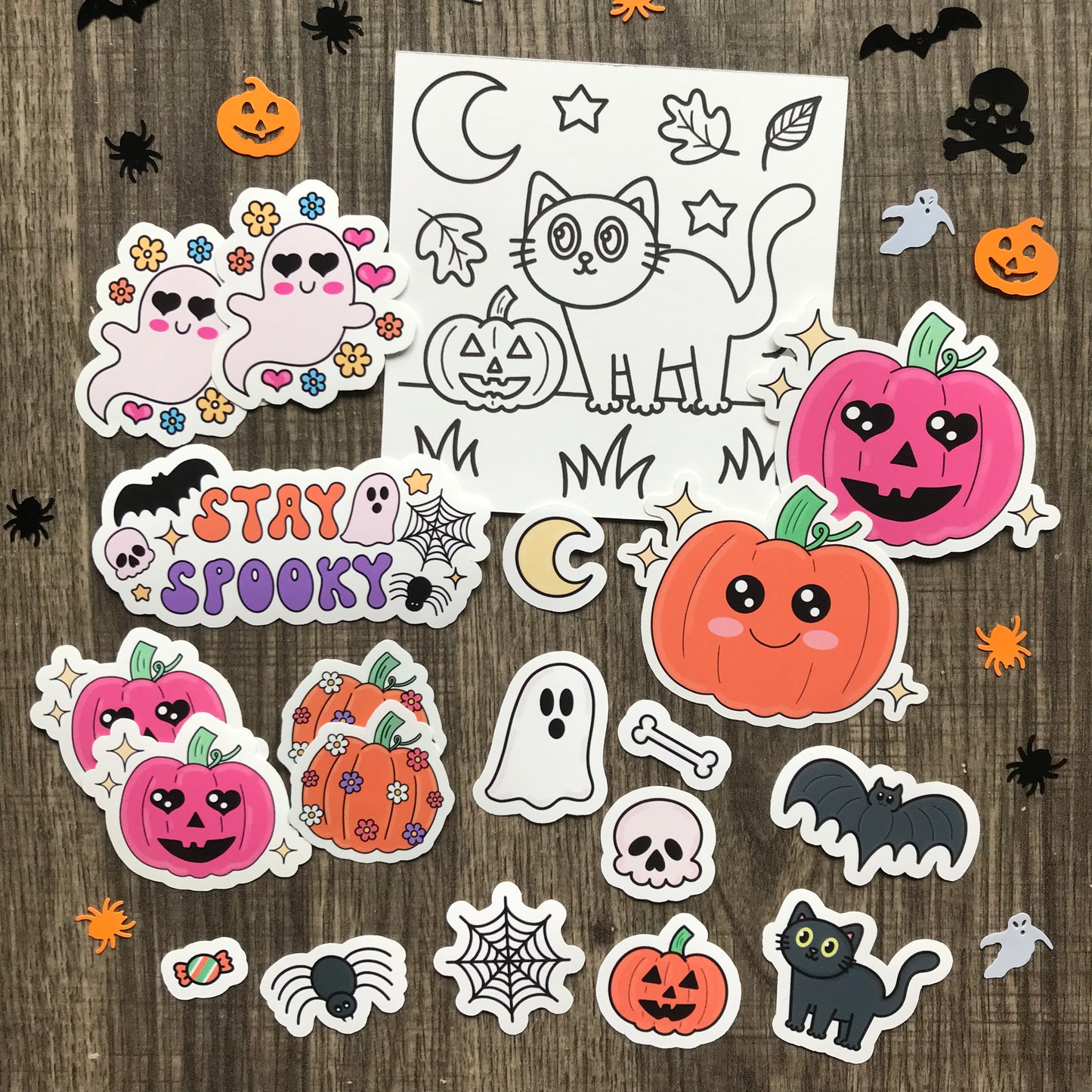 Halloween sticker pack (bonus coloring page)