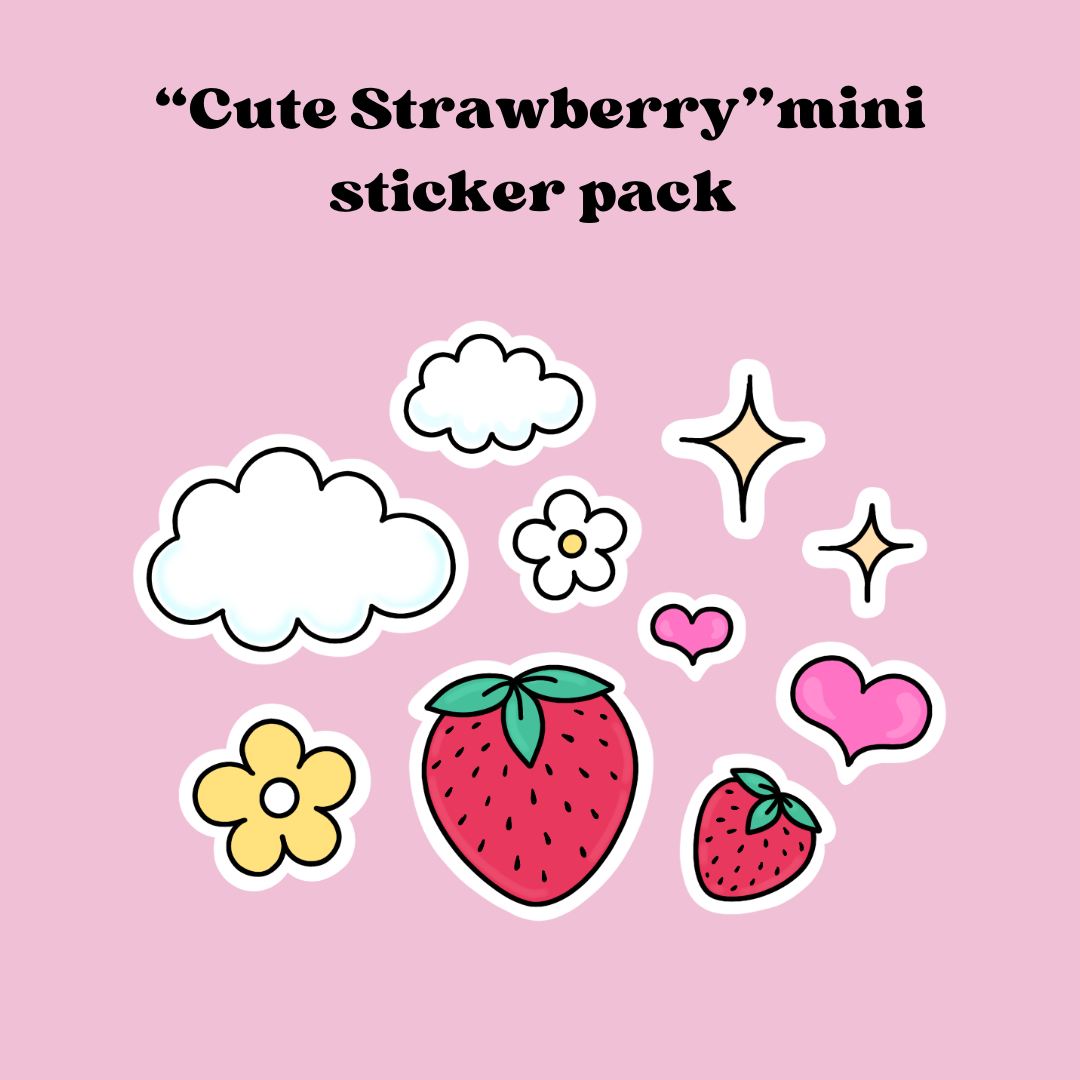 “Cute Strawberry” mini sticker pack