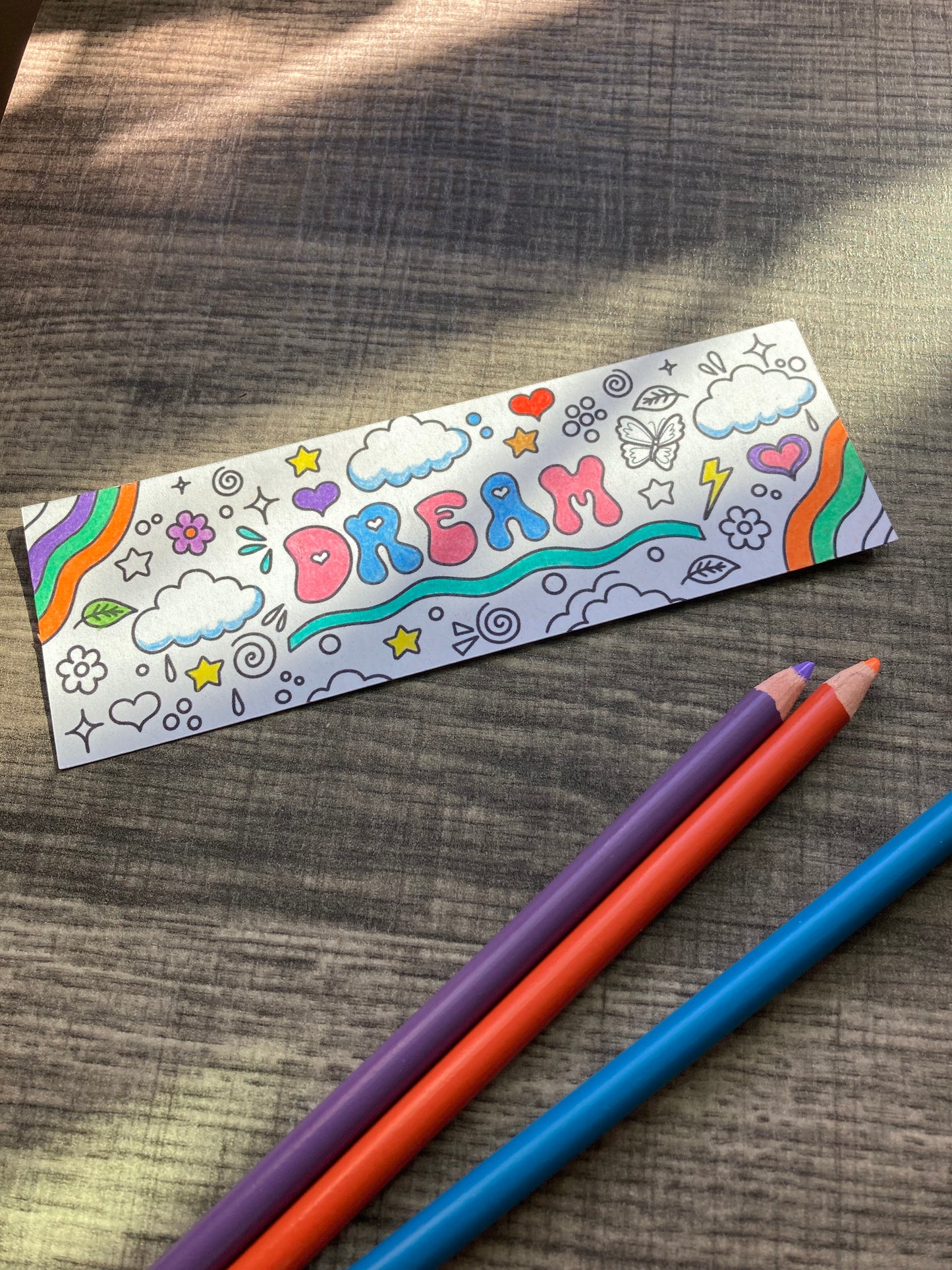 “Dream” coloring bookmark