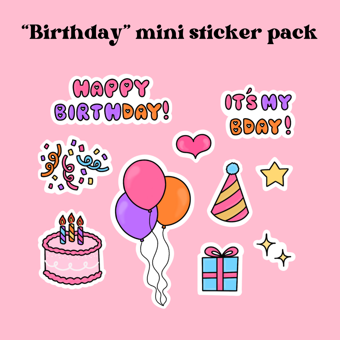 “Birthday” mini sticker pack