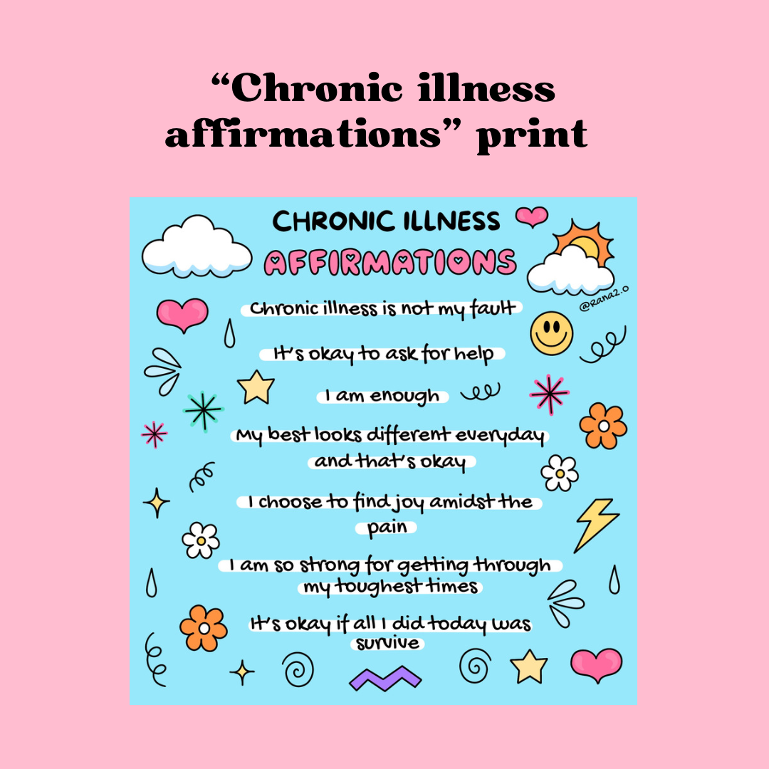“Chronic illness affirmations” matte print