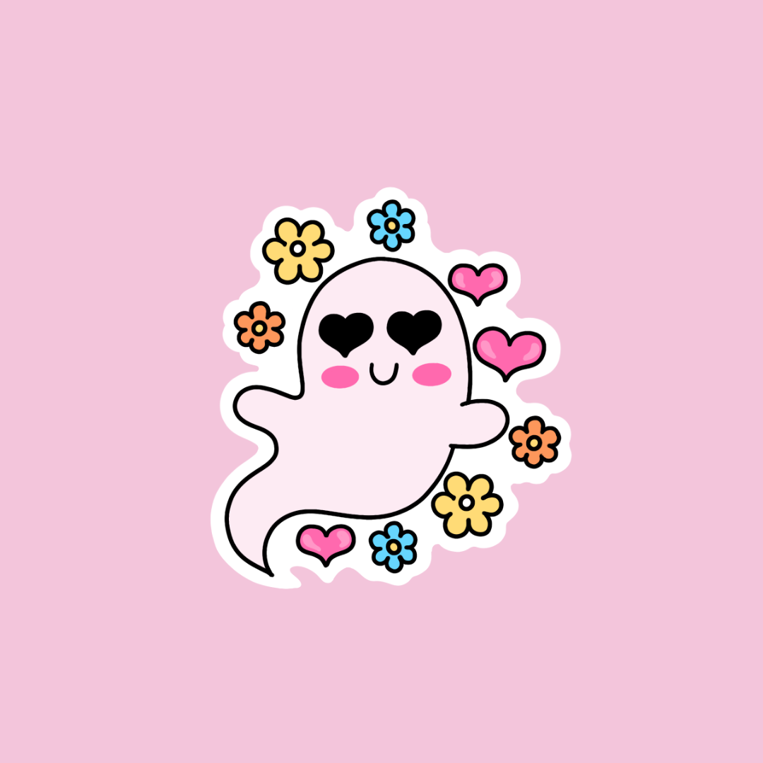 “Flower Ghost” sticker (mini set of 3)