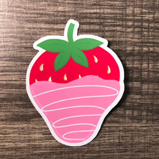 “Big pink chocolate covered strawberry sticker”