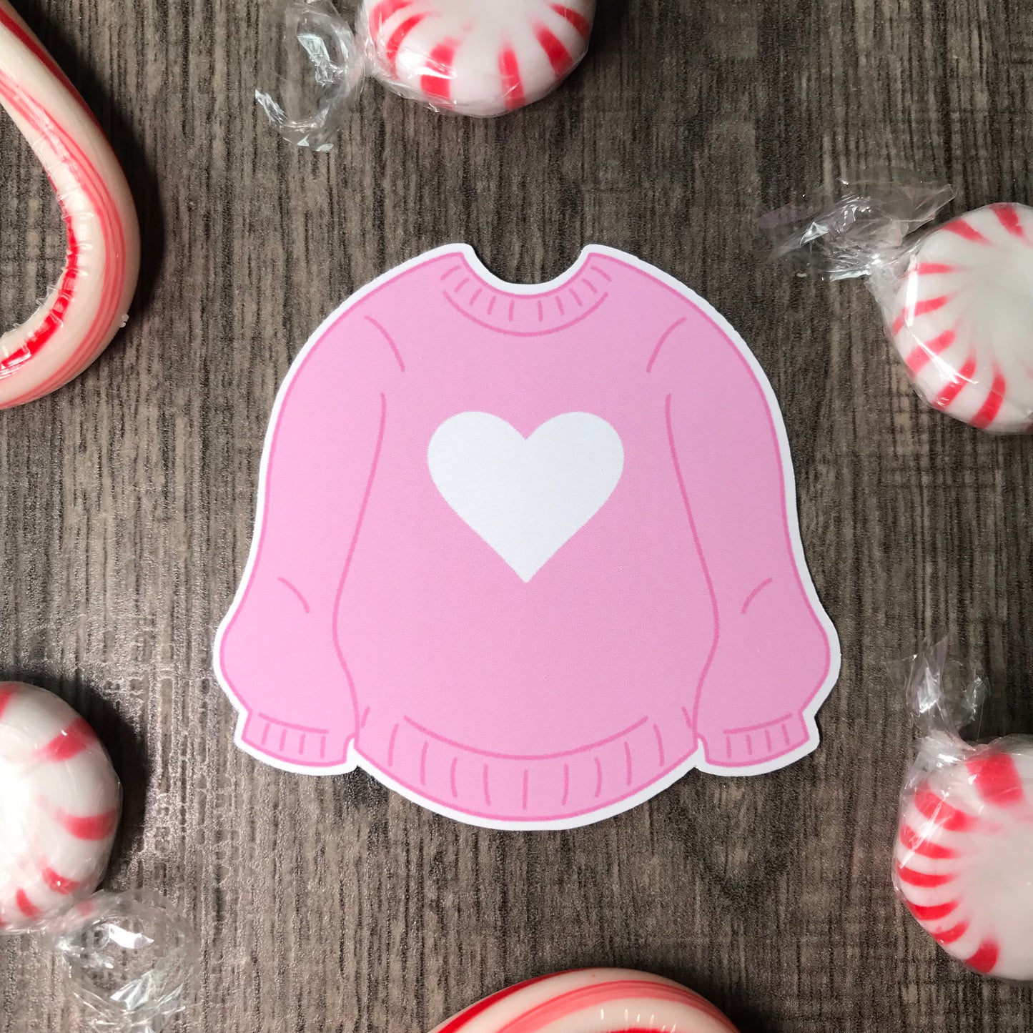 Pink/white sweater sticker