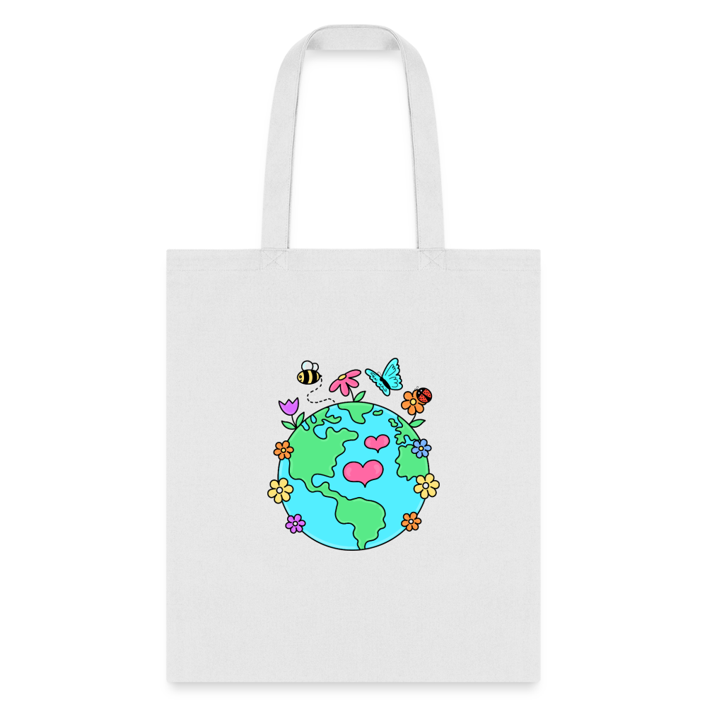 Beautiful earth eco friendly tote bag - white