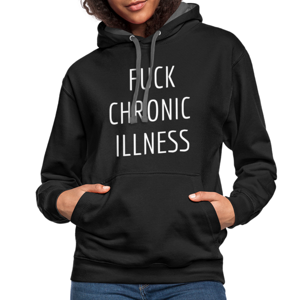 “Fuck Chronic Illness” Unisex contrast hoodie - black/asphalt