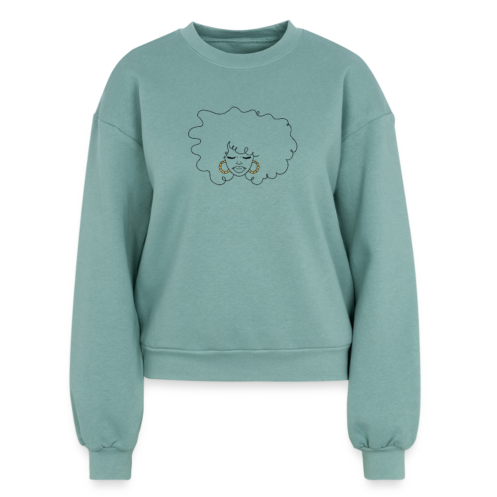 Afro girl Women's Fleece Crewneck Sweatshirt - saltwater