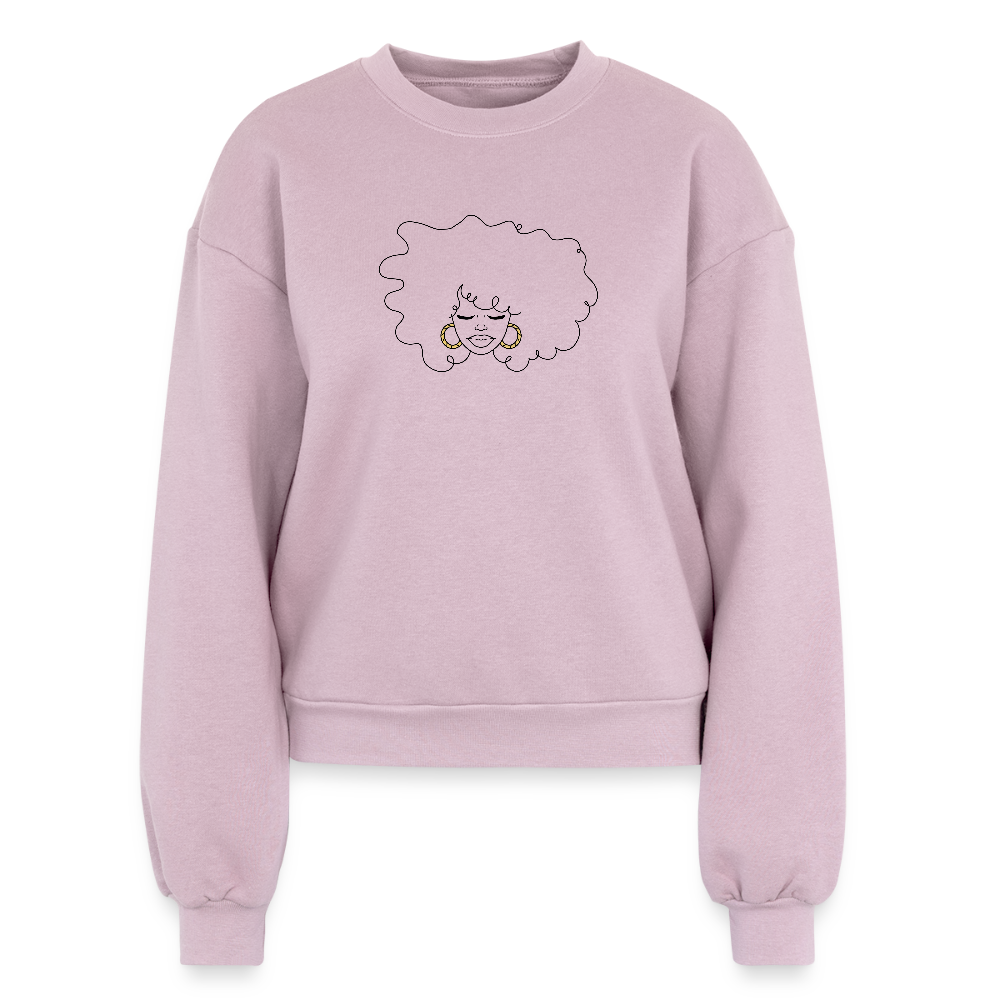 Afro girl Women's Fleece Crewneck Sweatshirt - blush pink 