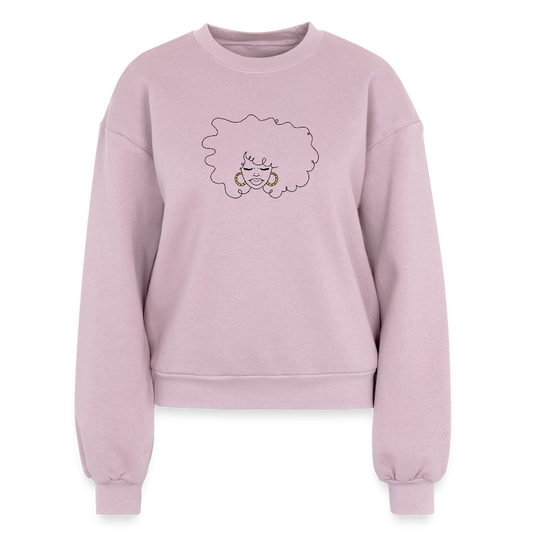 Afro girl Women's Fleece Crewneck Sweatshirt - blush pink 