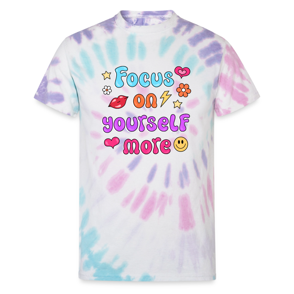 Focus on yourself more Unisex Tie Dye T-Shirt - Pastel Spiral