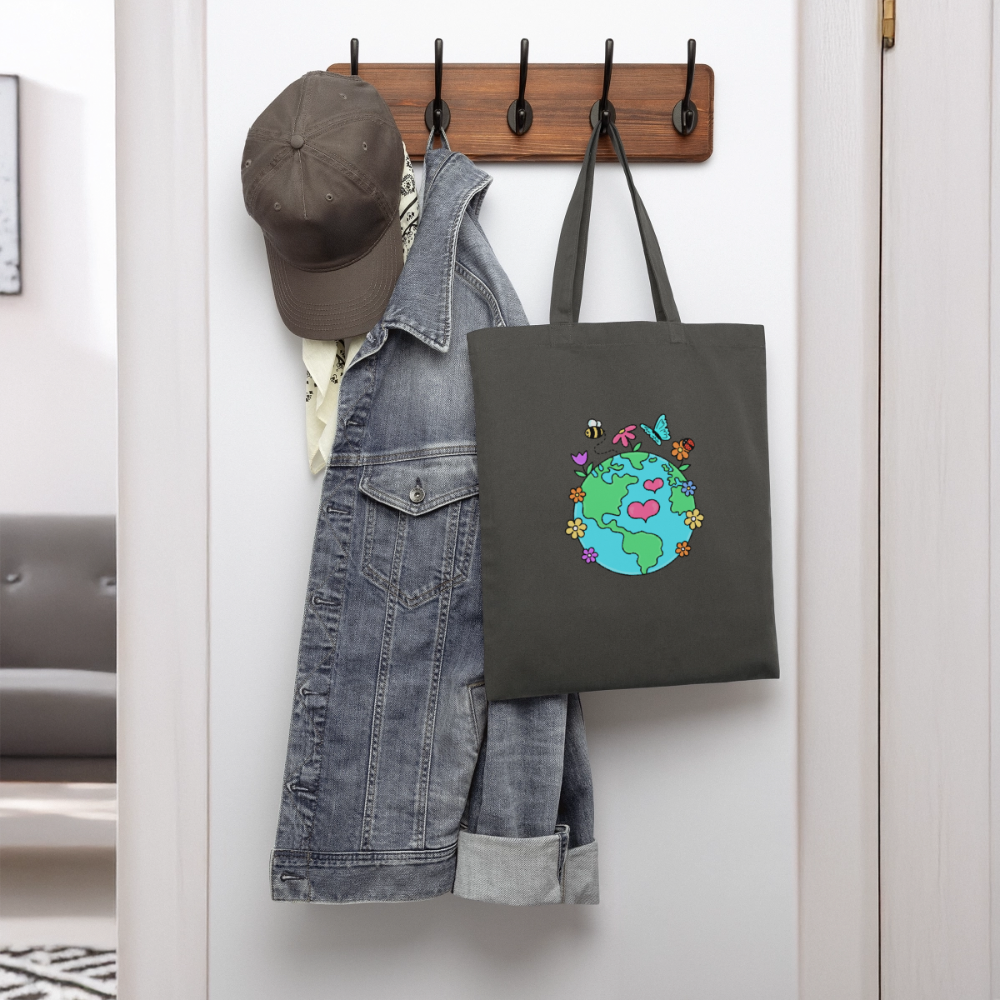 Beautiful earth eco friendly tote bag - charcoal
