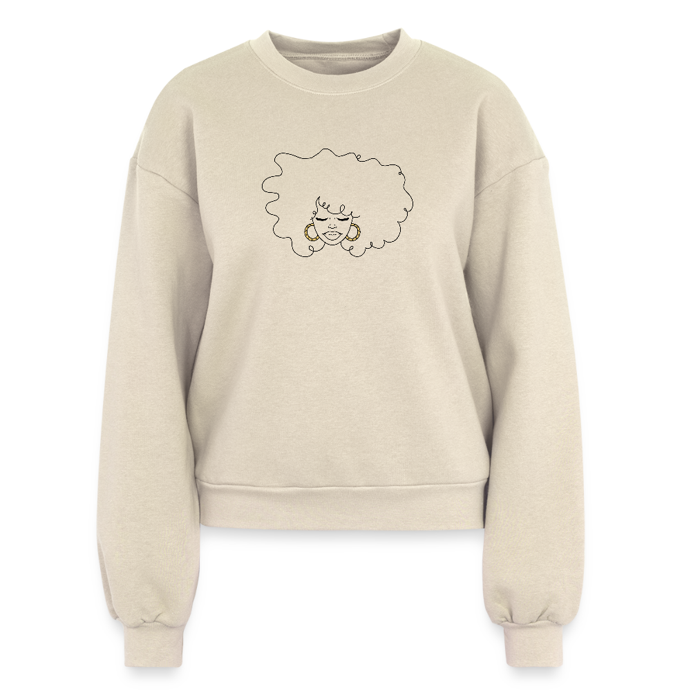 Afro girl Women's Fleece Crewneck Sweatshirt - natural