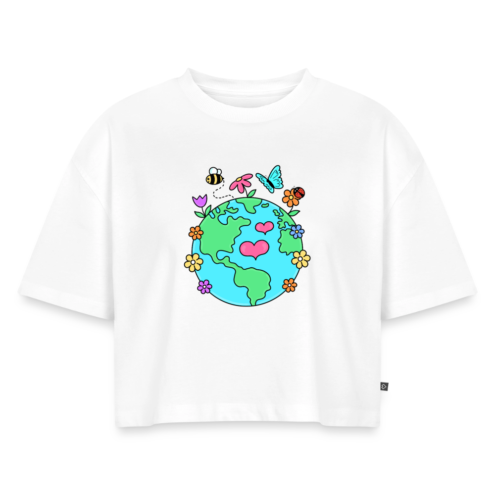 Women's Oversized Organic Cropped T-Shirt - white