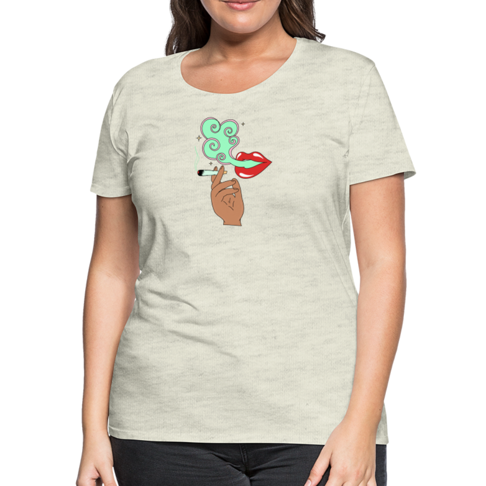 “Smoking Lips” Women’s Premium T-Shirt - heather oatmeal