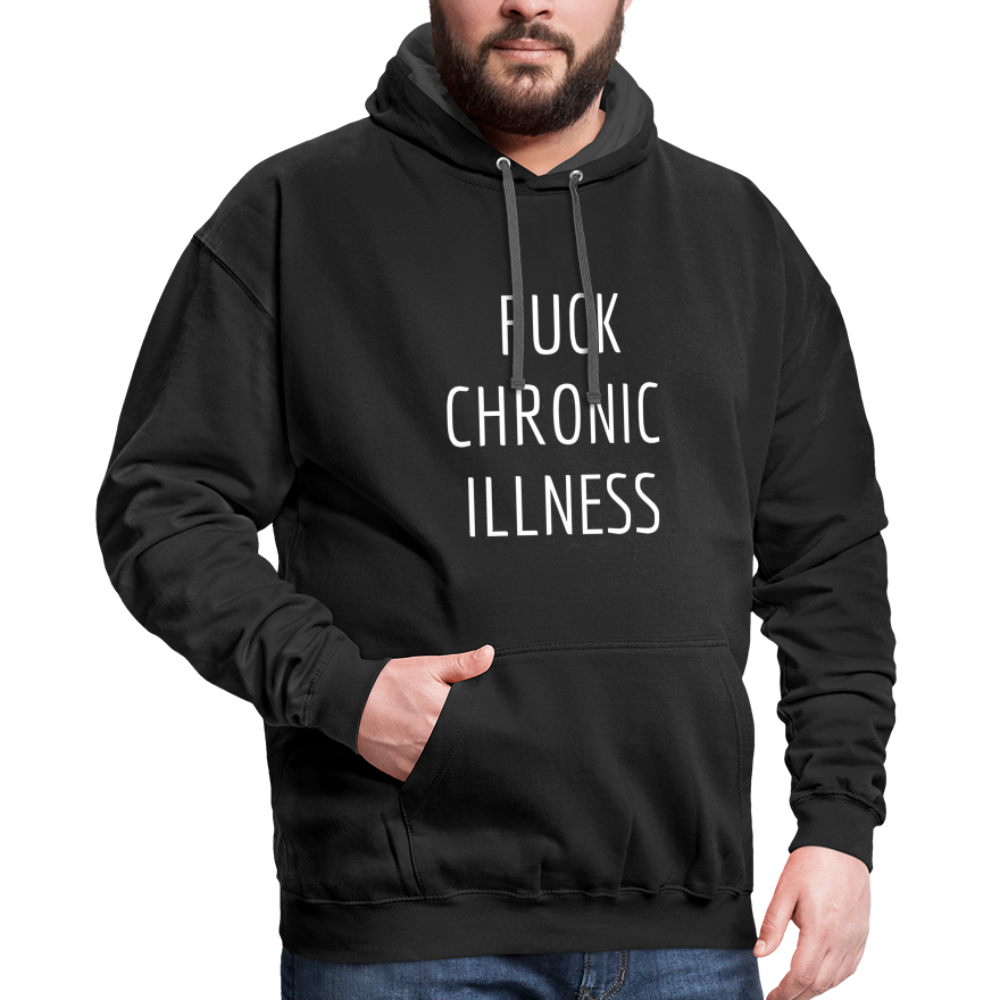 “Fuck Chronic Illness” Unisex contrast hoodie - black/asphalt