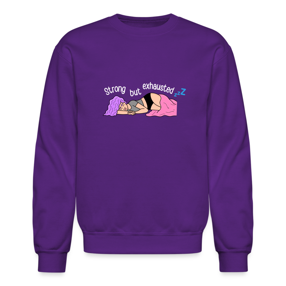 “Strong but Exhausted” Crewneck Sweatshirt (different colors) - purple