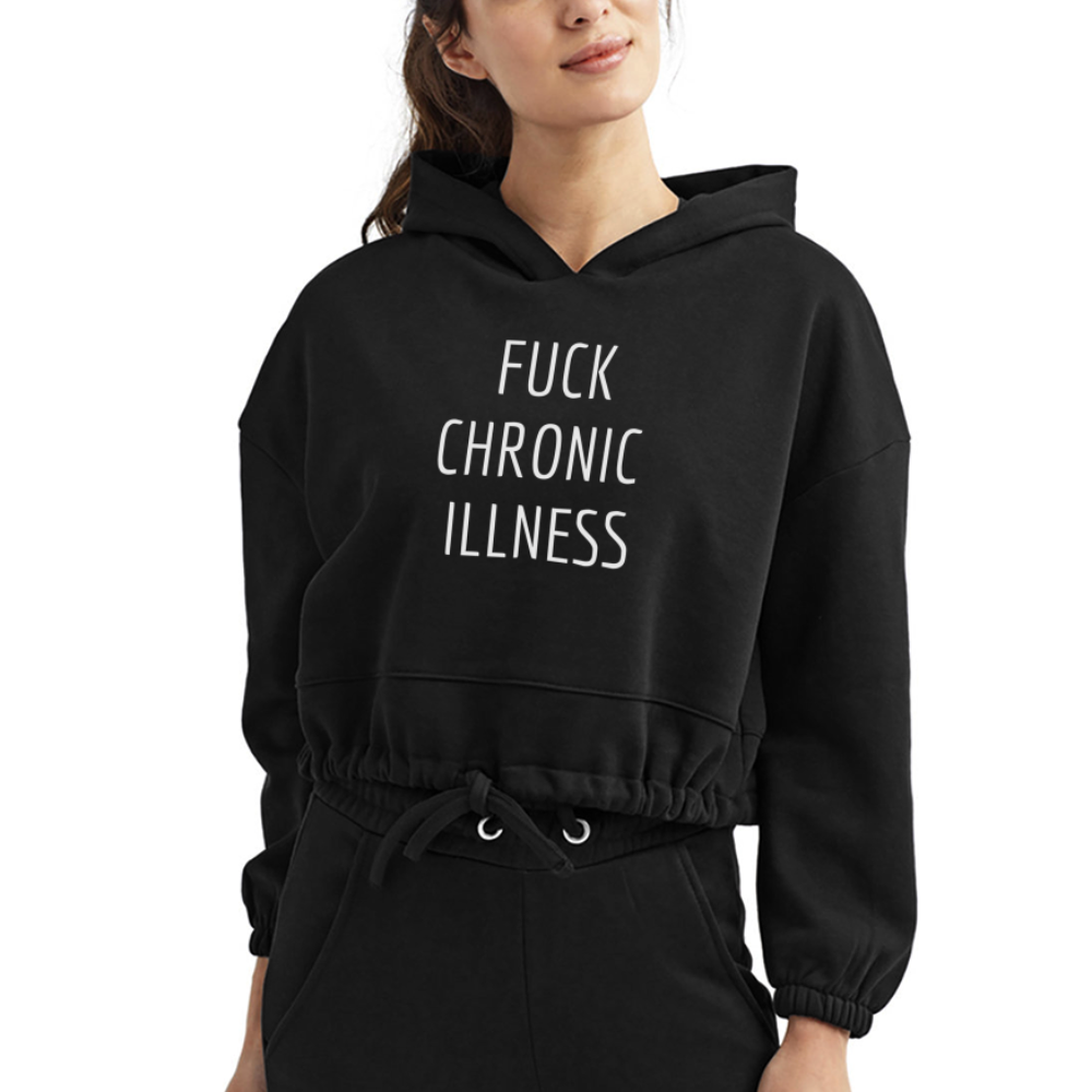 “Fuck Chronic Illness” Women’s Cropped Hoodie - black