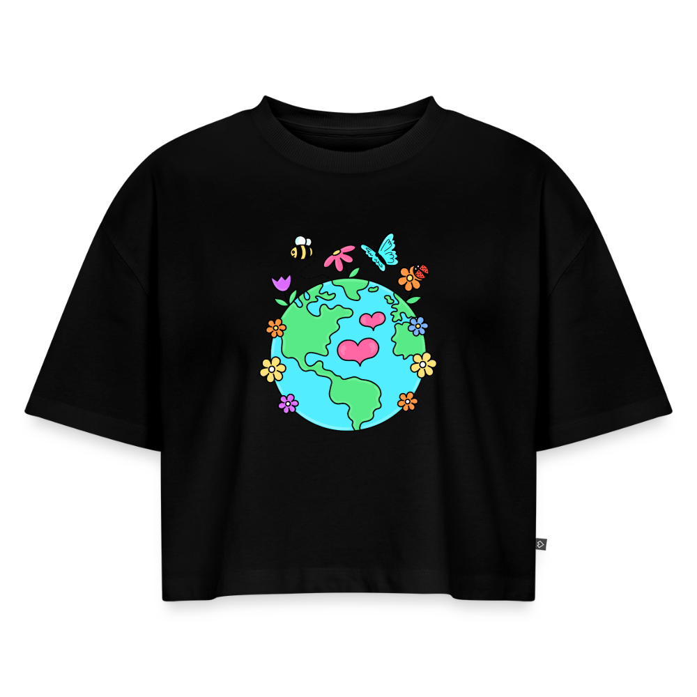 Women's Oversized Organic Cropped T-Shirt - black