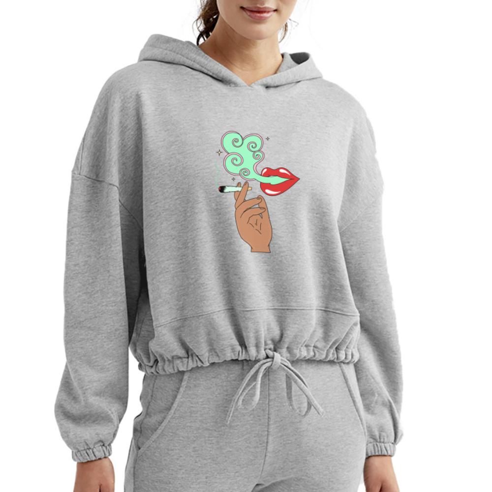 “Smoking Lips” Women’s Cropped Hoodie - heather gray