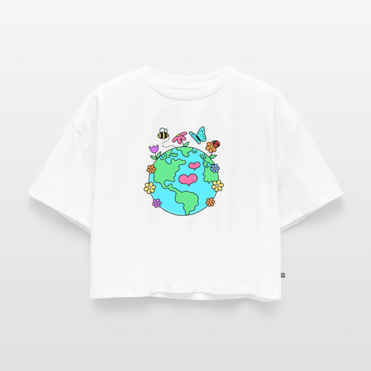 Women's Oversized Organic Cropped T-Shirt - white