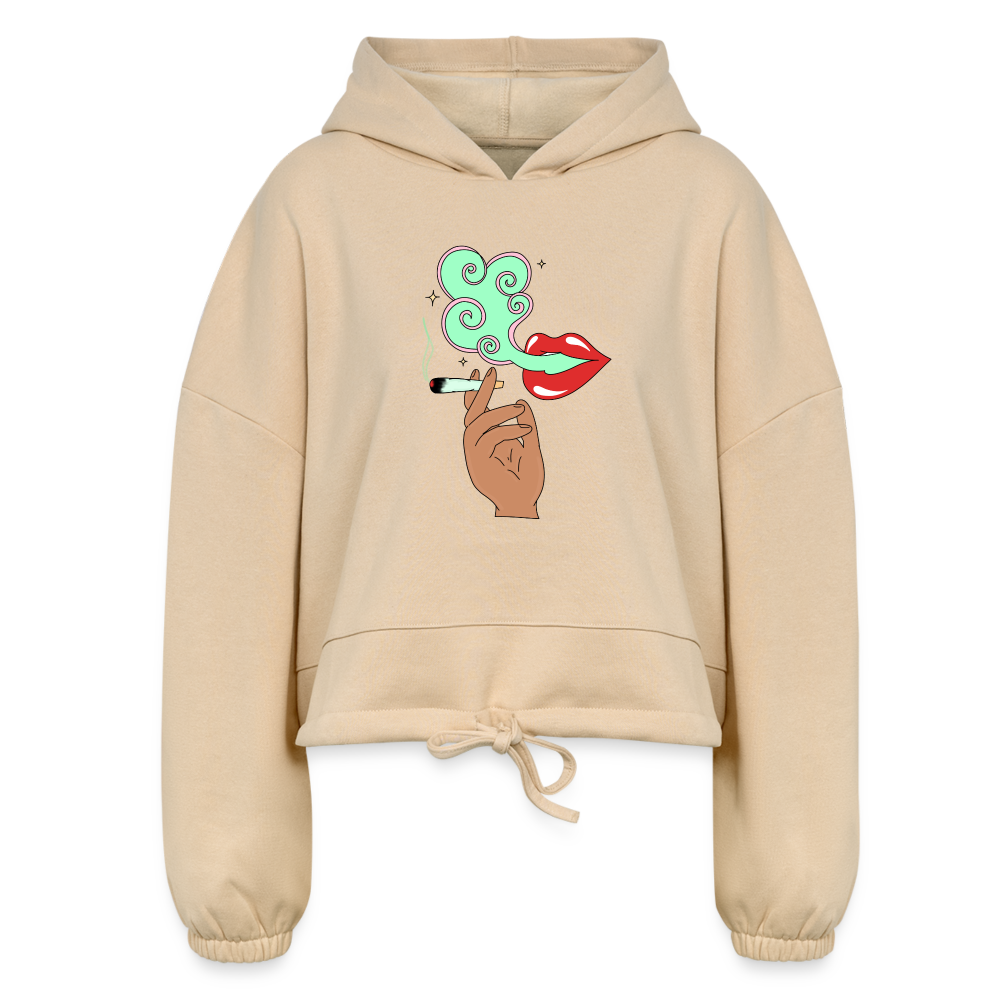 “Smoking Lips” Women’s Cropped Hoodie - nude