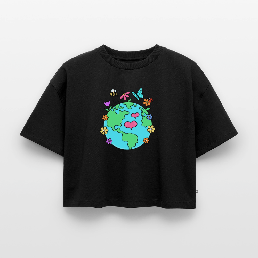 Women's Oversized Organic Cropped T-Shirt - black