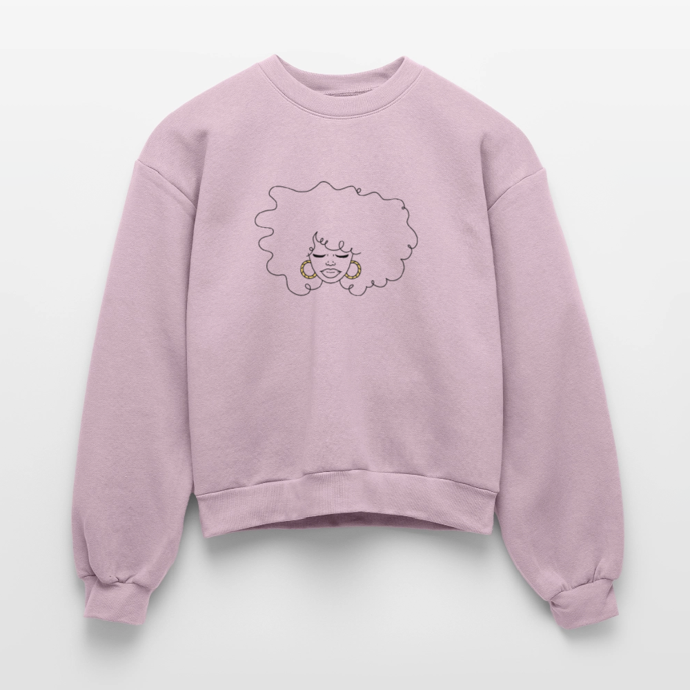 Afro girl Women's Fleece Crewneck Sweatshirt - blush pink 