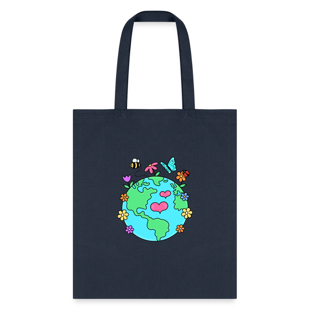 Beautiful earth eco friendly tote bag - navy