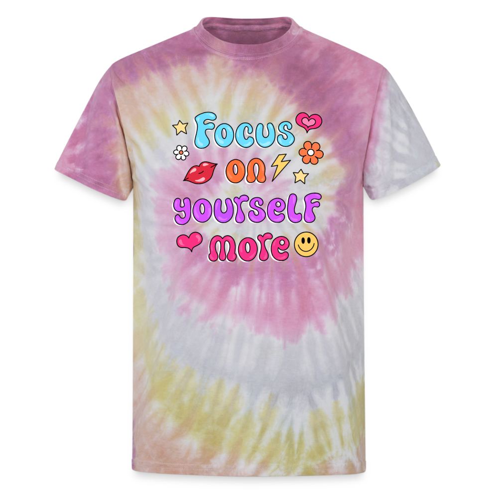 Focus on yourself more Unisex Tie Dye T-Shirt - Desert Rose