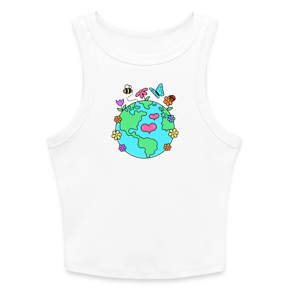 Beautiful earth Slim Fit Rib Women's Tank Top - white