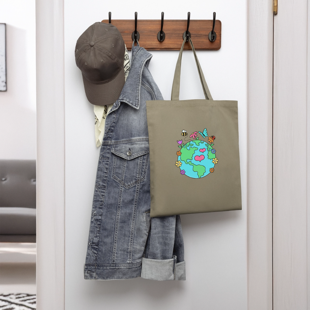 Beautiful earth eco friendly tote bag - khaki