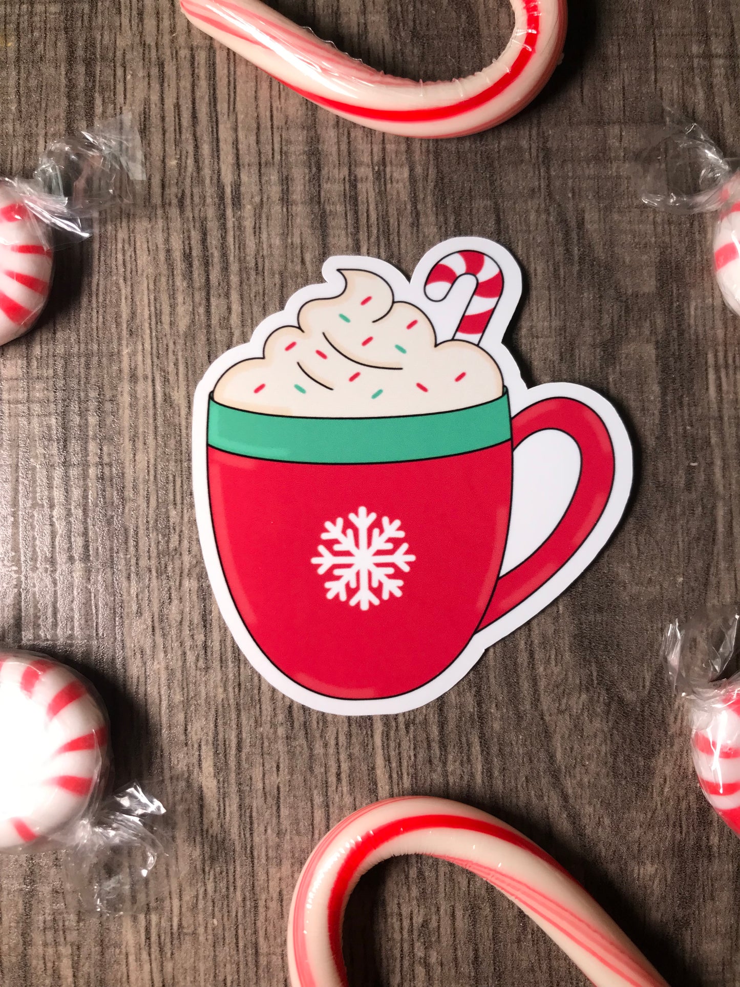 Red hot cocoa mug sticker
