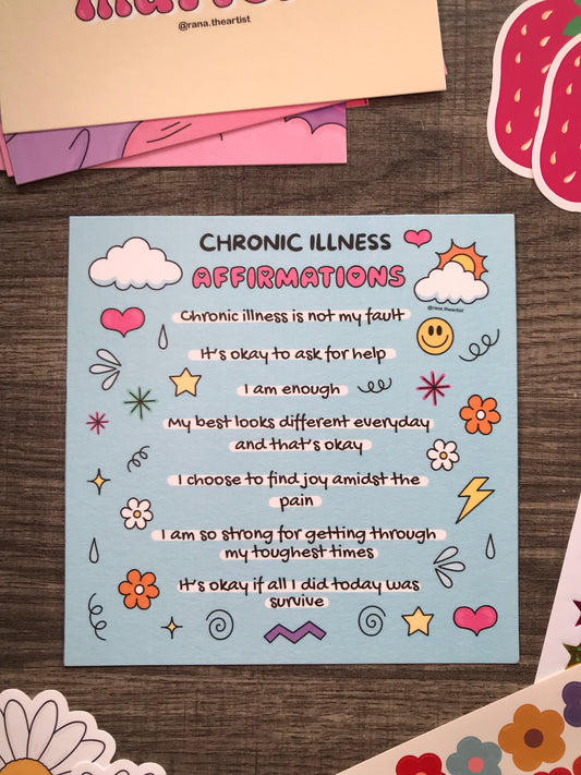 “Chronic illness affirmations” matte print