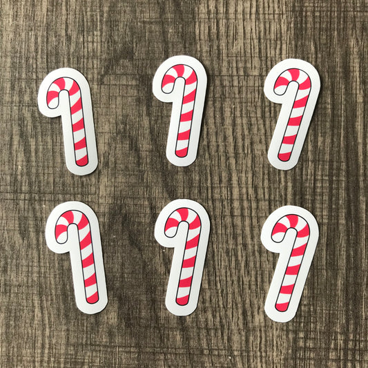 “Red candy canes” mini stickers (set of 6)