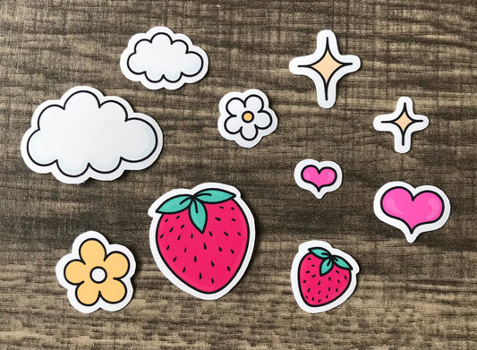 “Cute Strawberry” mini sticker pack