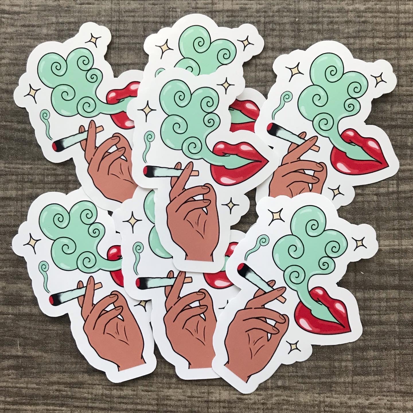 “Smoking lips” sticker