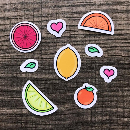 “Cute citrus fruit” mini sticker pack
