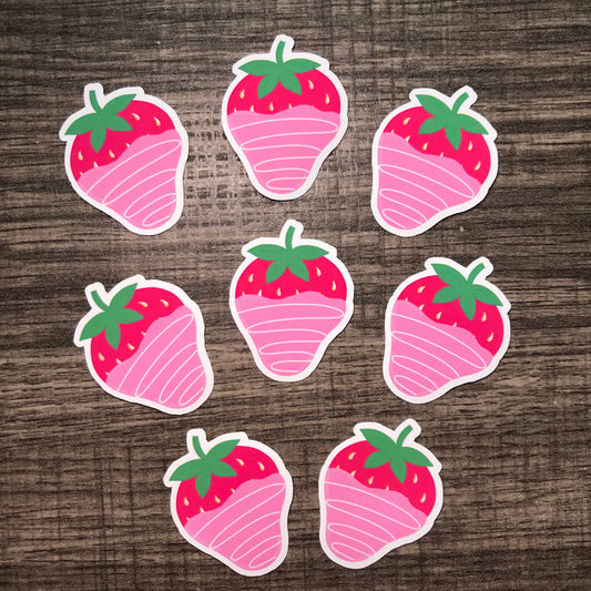 “Mini Pink Chocolate covered strawberries” stickers (set of 8)