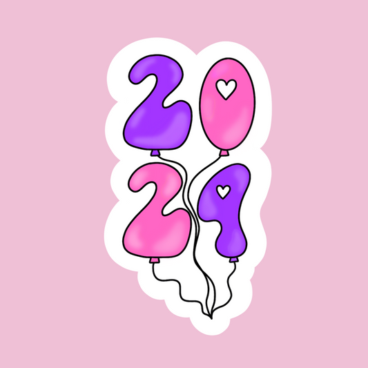 2024 balloons sticker (multiple colors)
